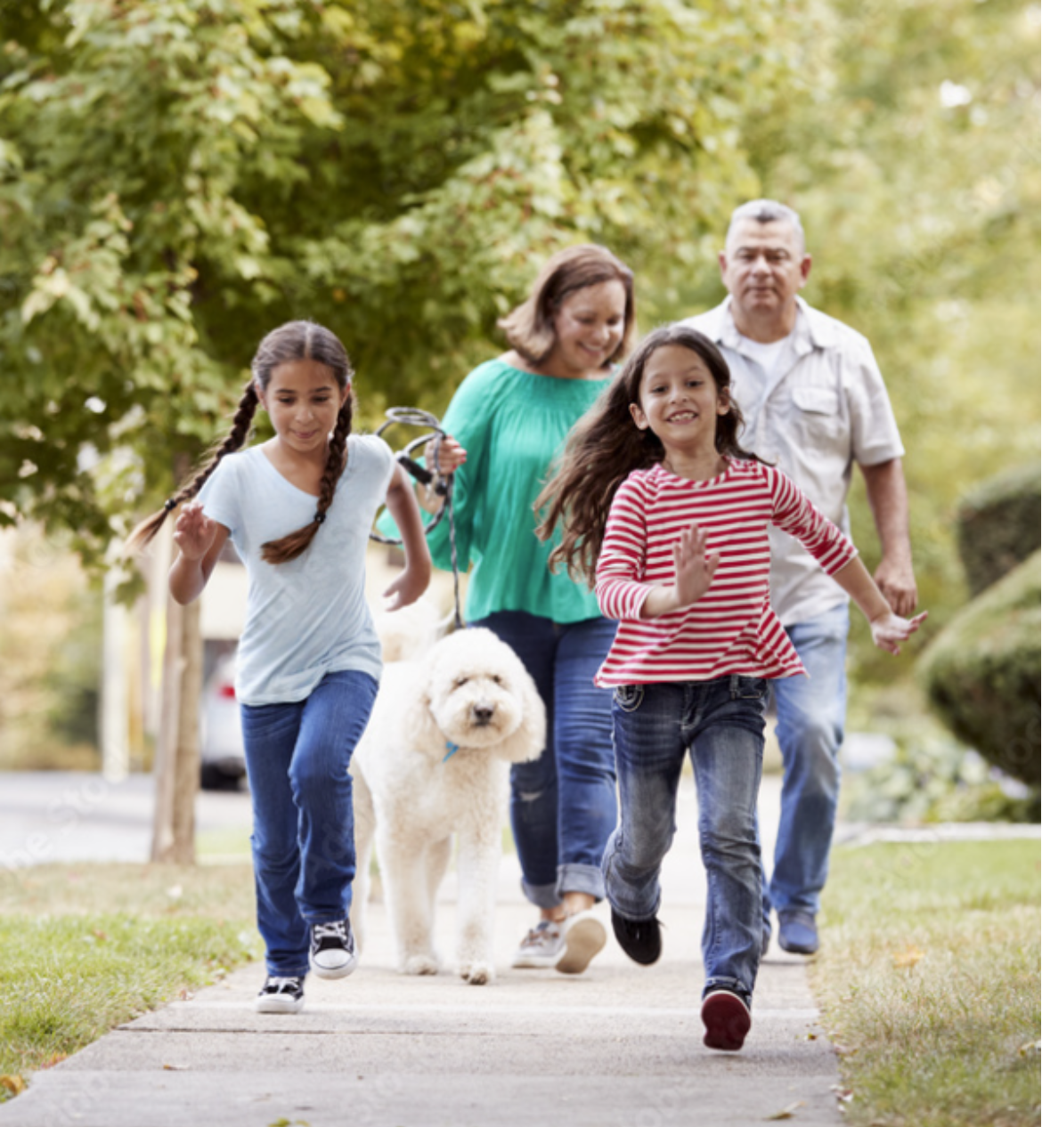 Family enjoying a walk in the Nottingham Center neighborhood